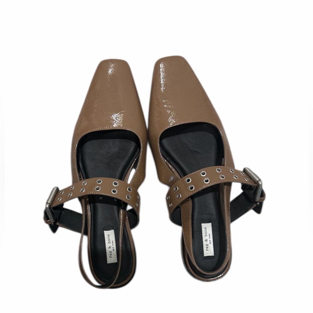 Rag & Bone Patent Leather Moto Astra Slingback Flat